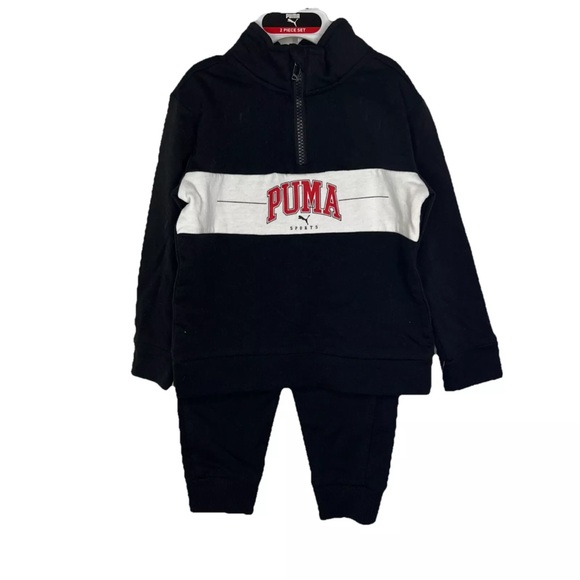 Nwt Puma Infant Boys 2pc Athletic Outfit Pullover & Jogger Set 24months Black - Picture 1 of 5